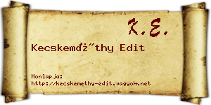Kecskeméthy Edit névjegykártya